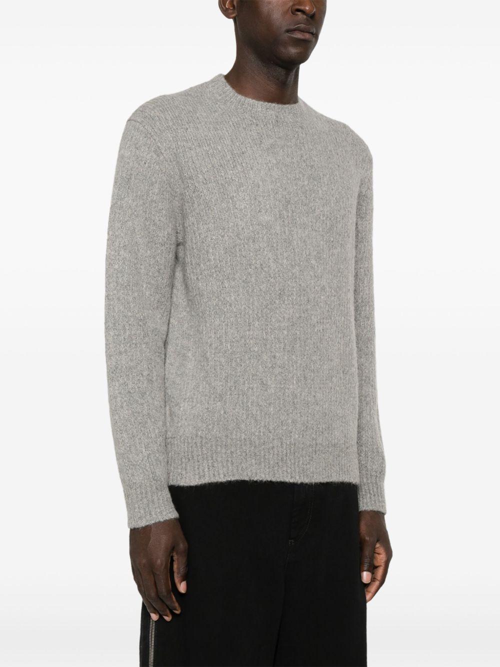 Maglione a coste in alpaca grigio melange 