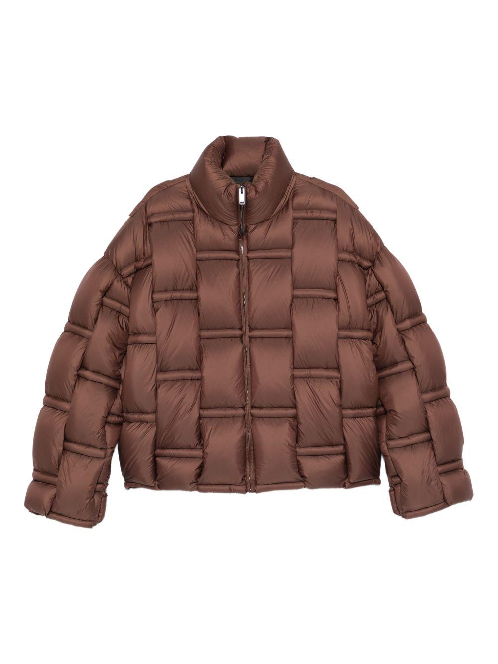 Piumino marrone con inserti 