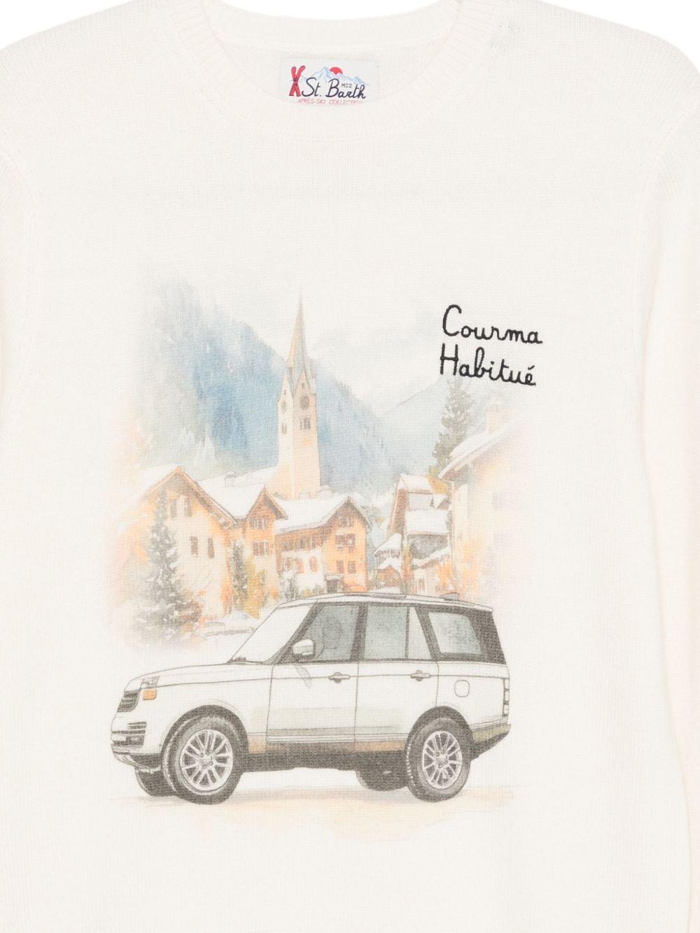 Maglione bianco con logo ricamato 