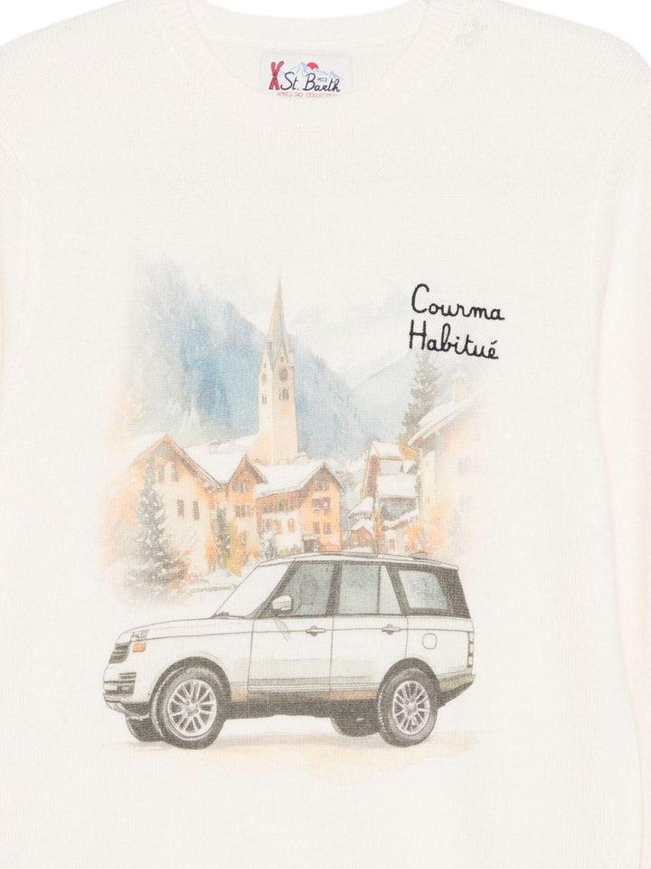 Maglione bianco con logo ricamato 