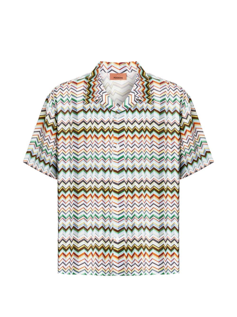 Camicia con stampa a zigzag multicolor 