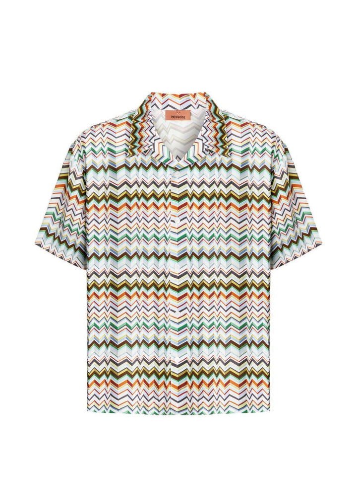 Camicia con stampa a zigzag multicolor 