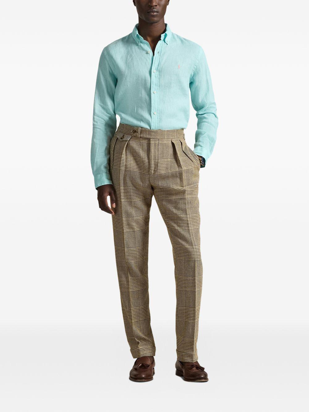 Camicia turchese a maniche lunghe con ricamo 