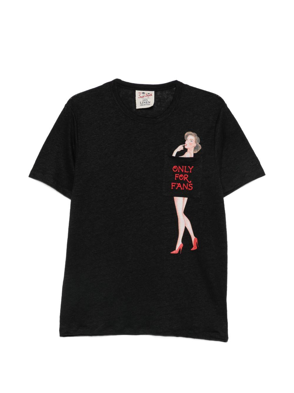 T-shirt con taschino e stampa Ecstasea nera 