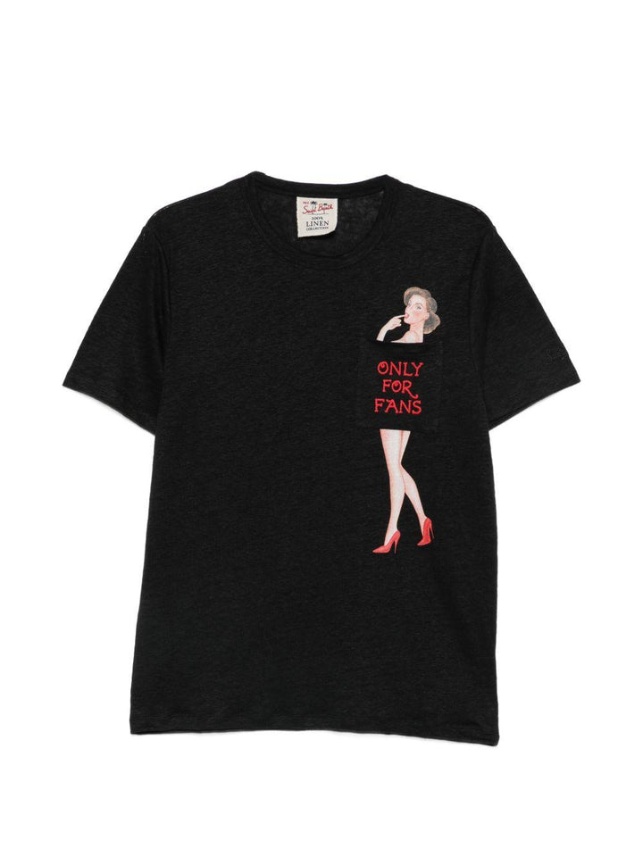 T-shirt con taschino e stampa Ecstasea nera 
