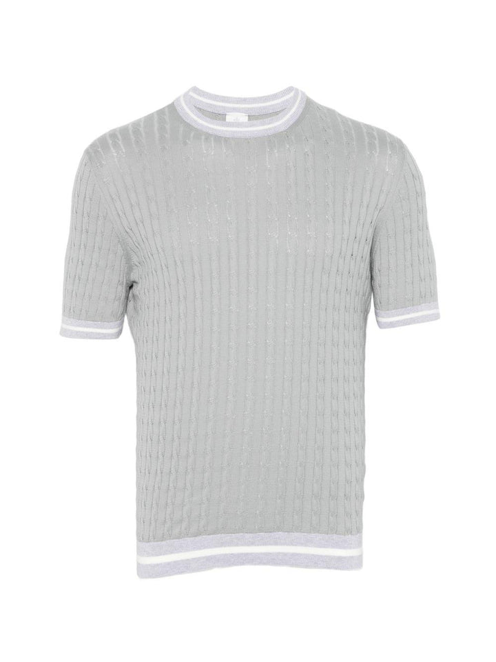 T-shirt grigio/bianco girocollo 
