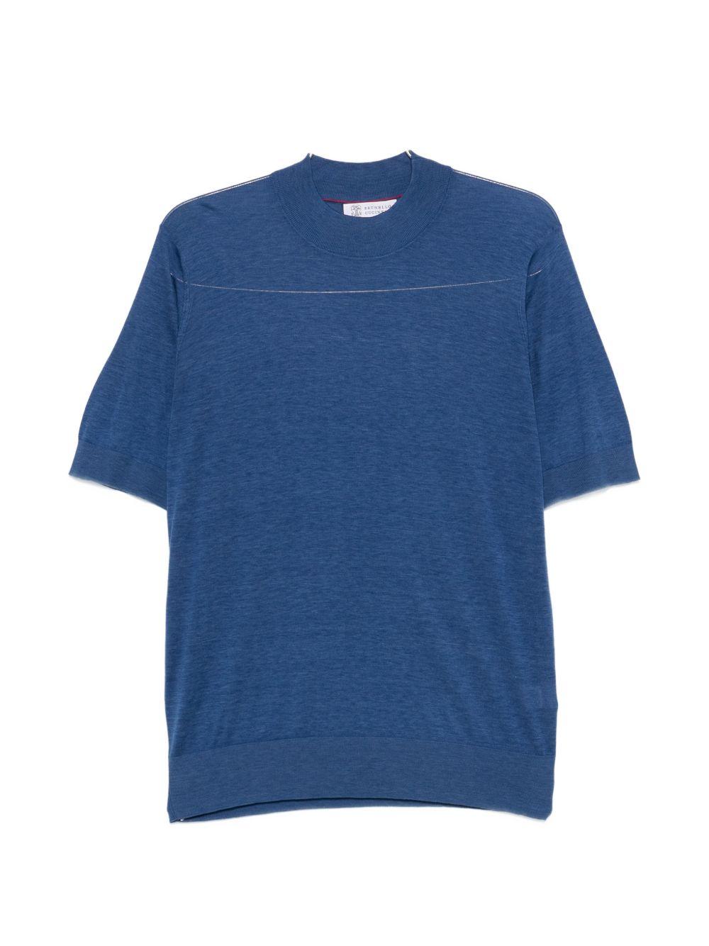 T-shirt lavorata a maglia blu royal 