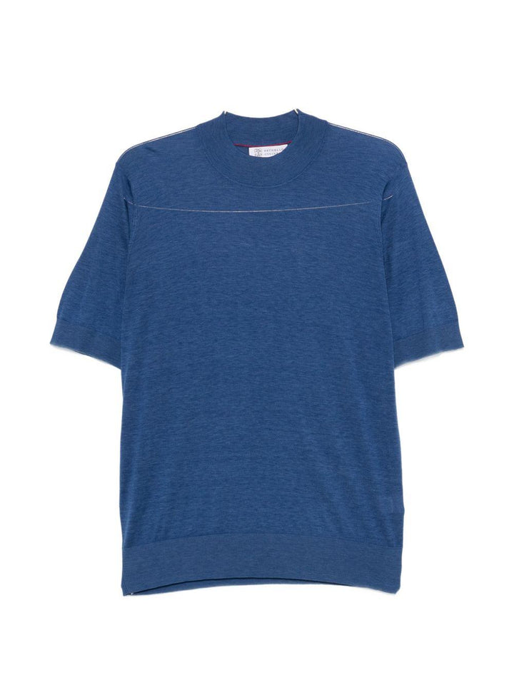 T-shirt lavorata a maglia blu royal 