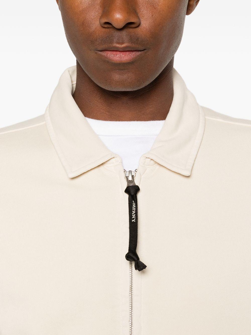 Felpa avorio in cotone con zip 