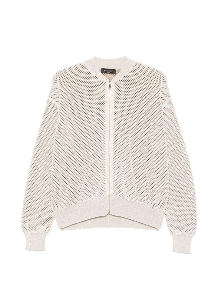 Cardigan in rete con cerniera 