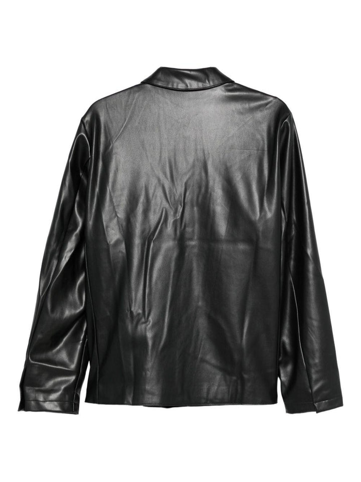 Giacca-camicia in pelle nera