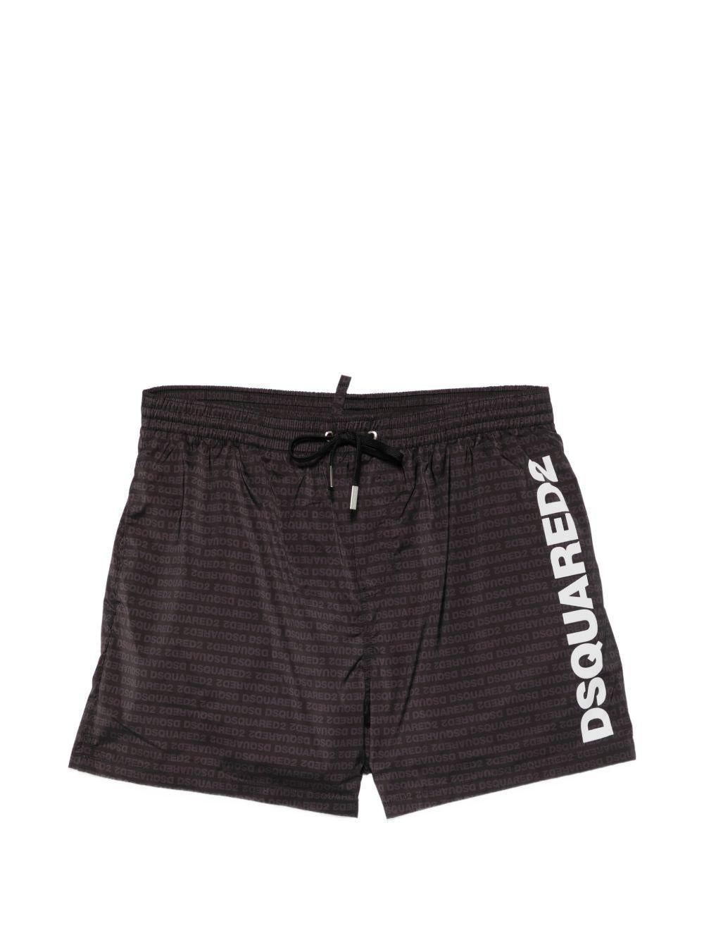 Costume da bagno nero con logo bianco 