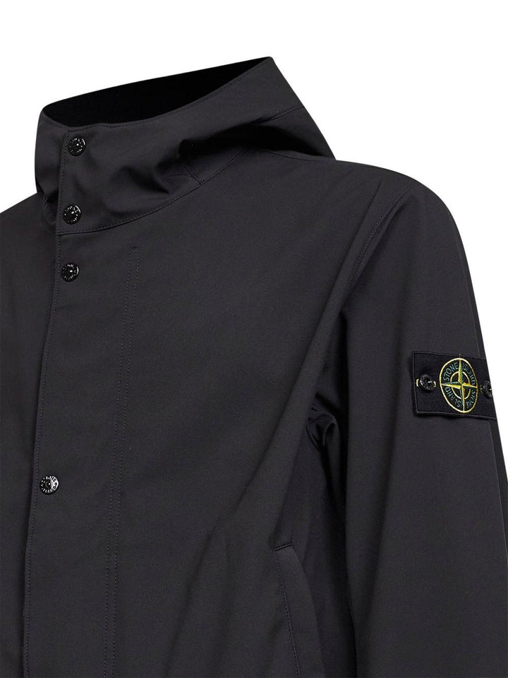 Giacca Shell-r e.Dye Technology con cappuccio e zip nero 