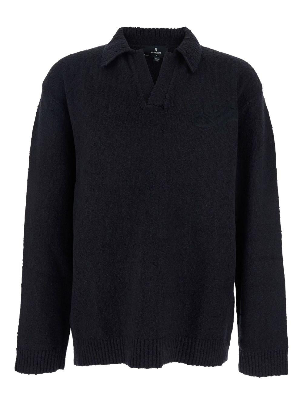 Maglione stile polo nero 