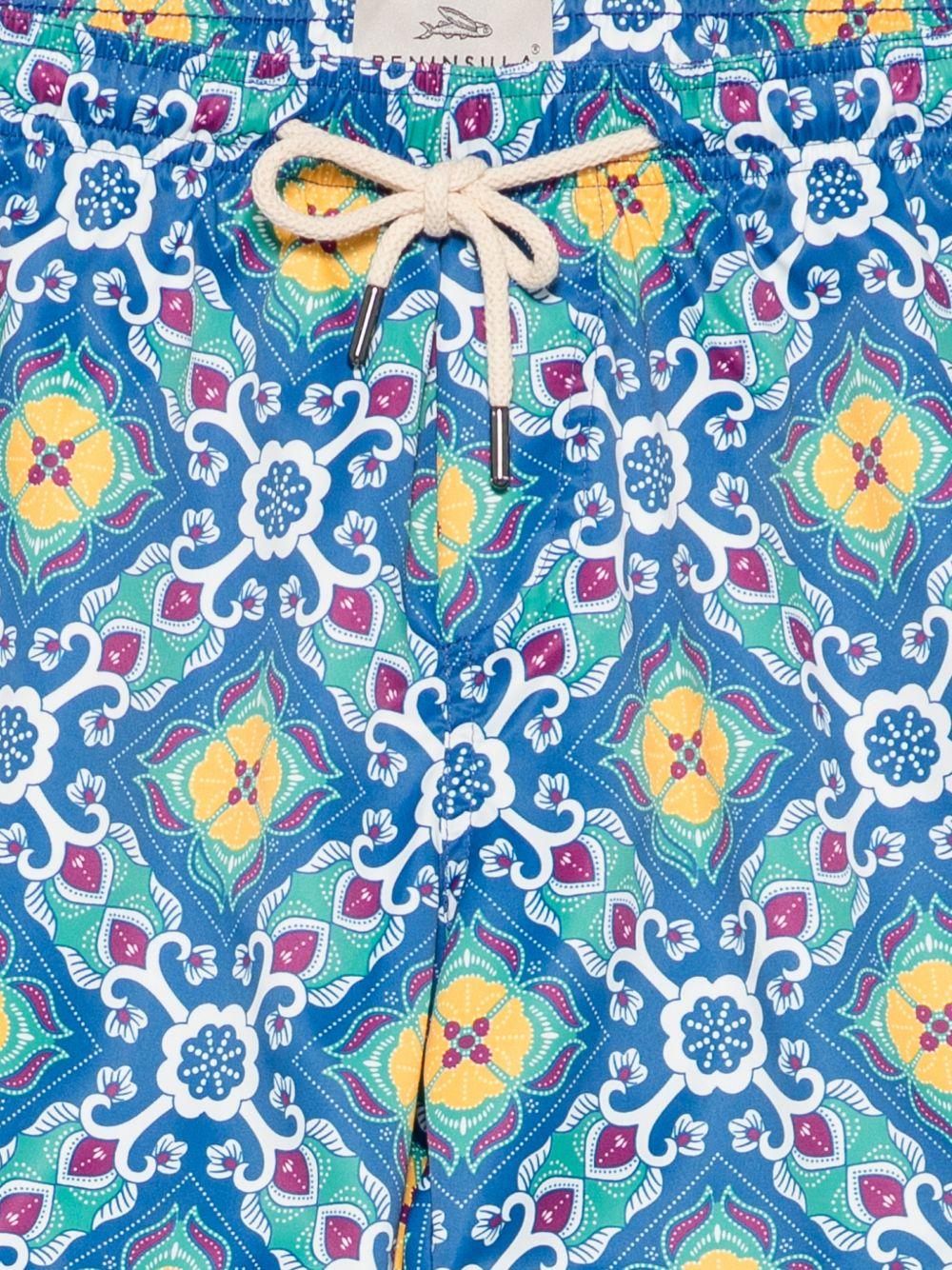 Costume da bagno blu con stampa 