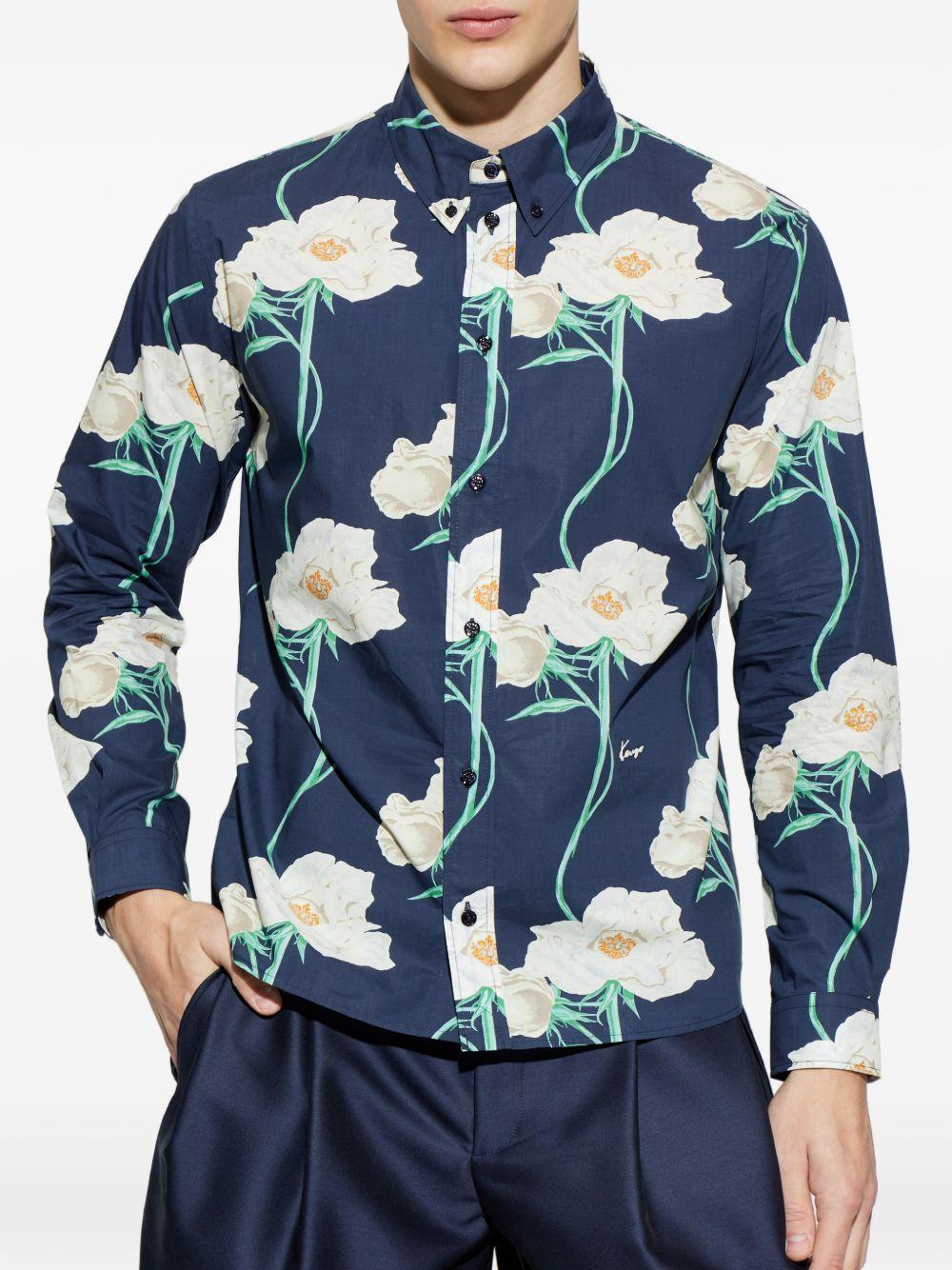 Camicia navy con stampa floreale 