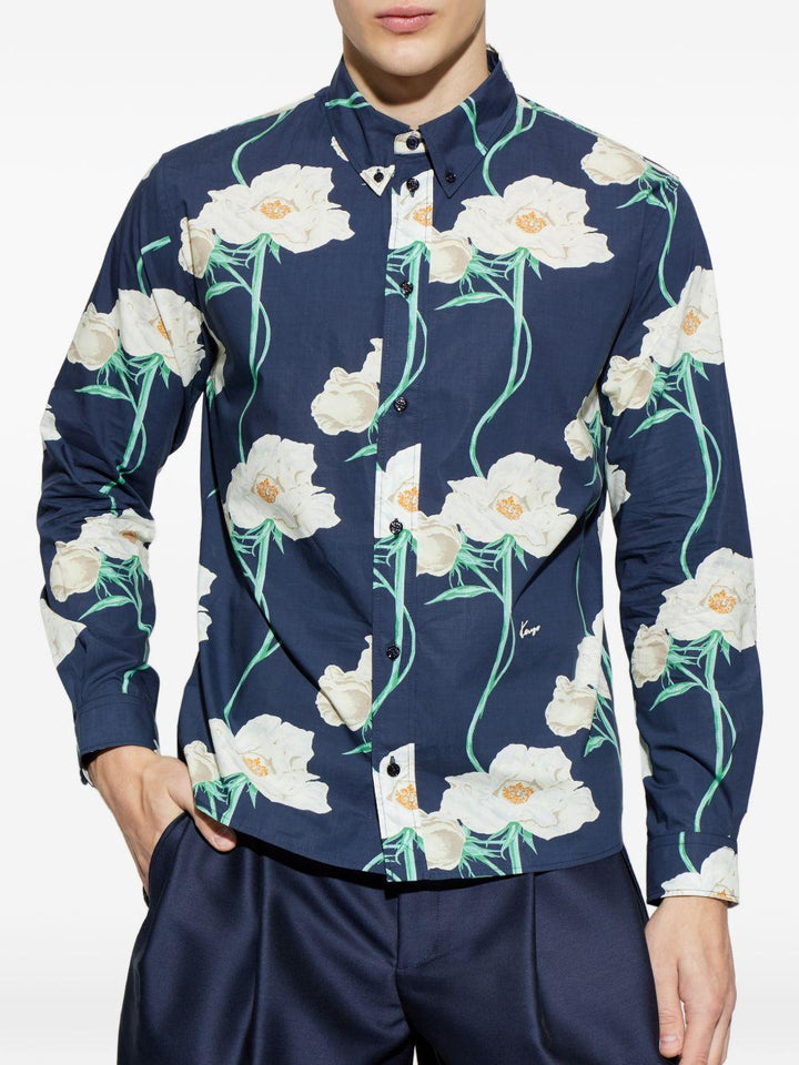 Camicia navy con stampa floreale 