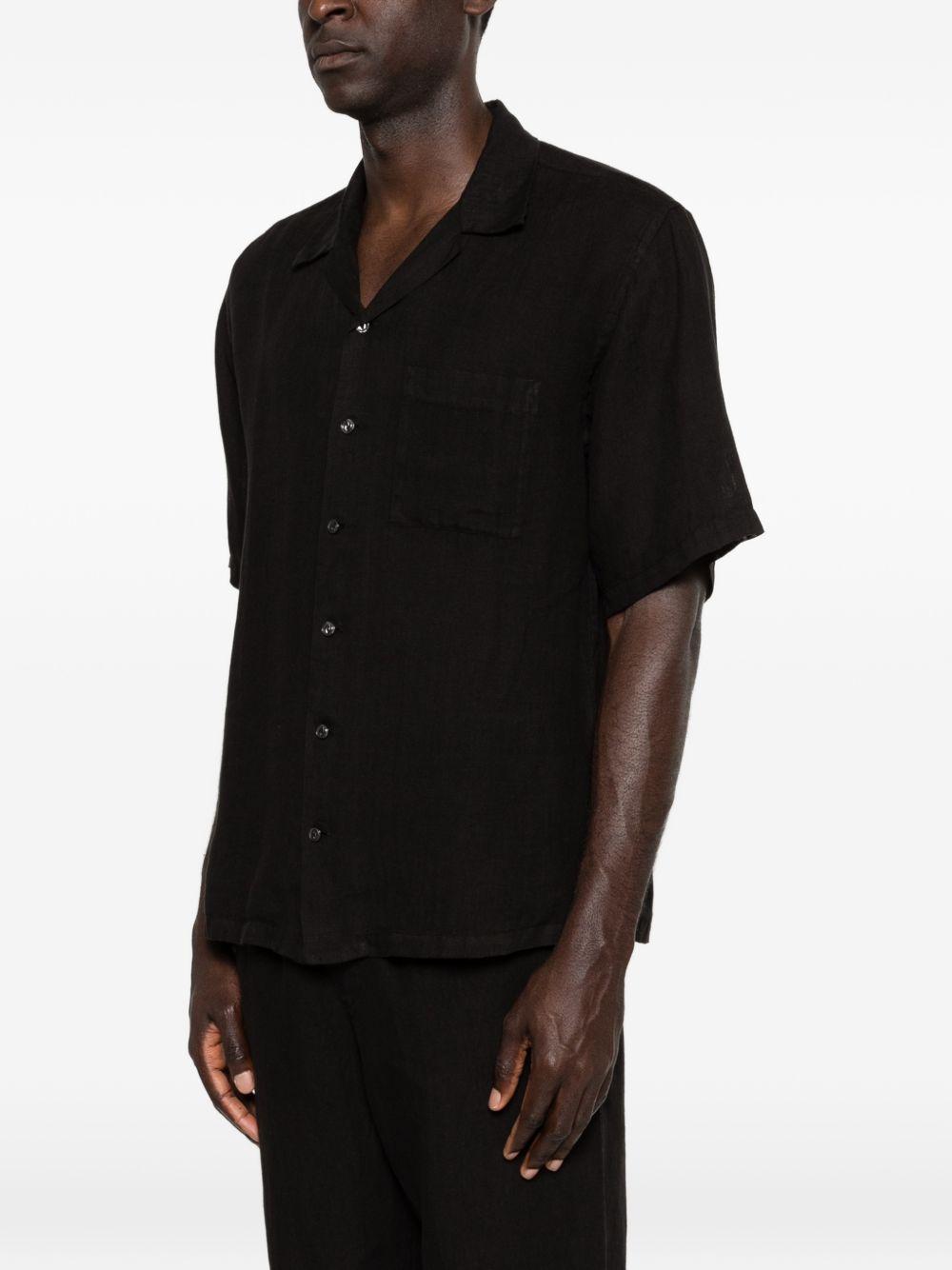 Camicia nera a maniche corte con taschino 