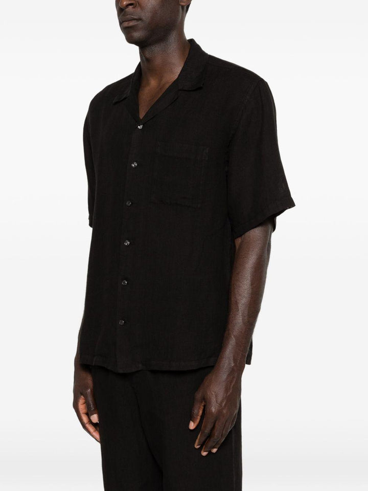 Camicia nera a maniche corte con taschino 