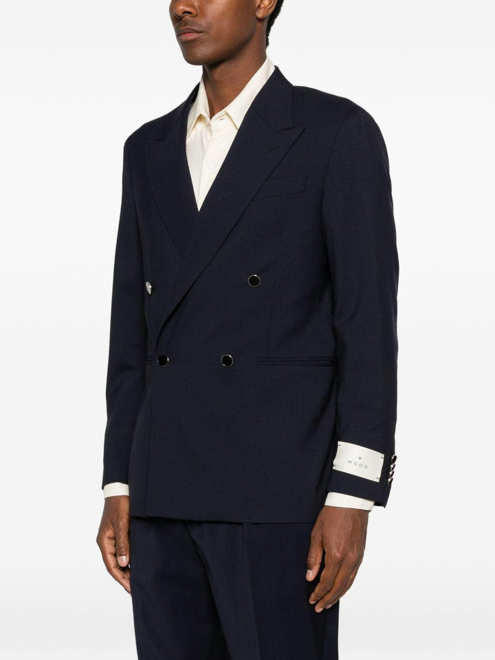 Blazer blu doppiopetto con rever a punta 