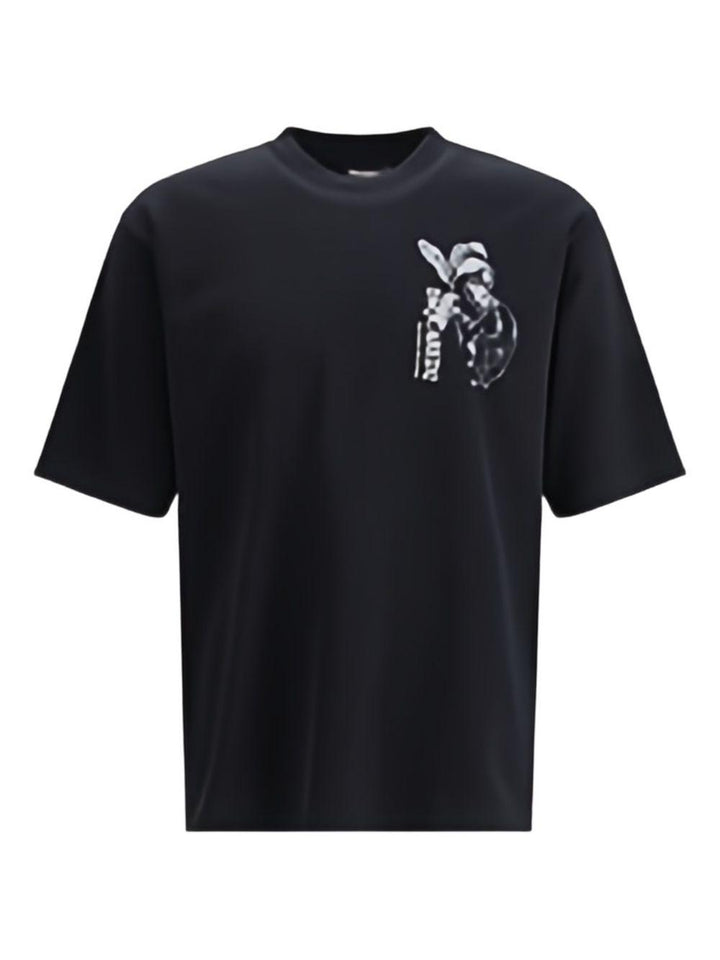 T-shirt nera con stampa 