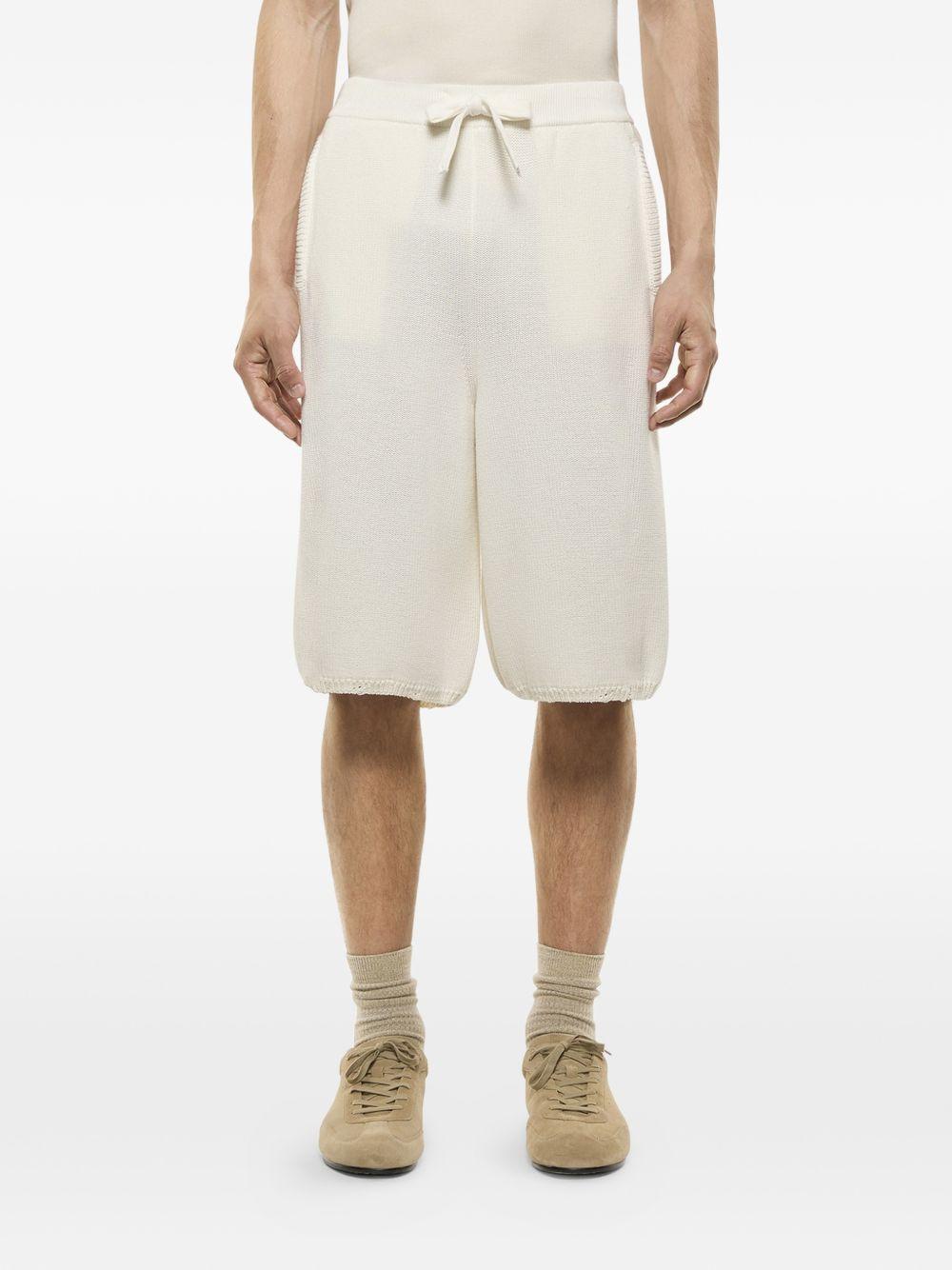 Shorts bianchi in maglia con coulisse 