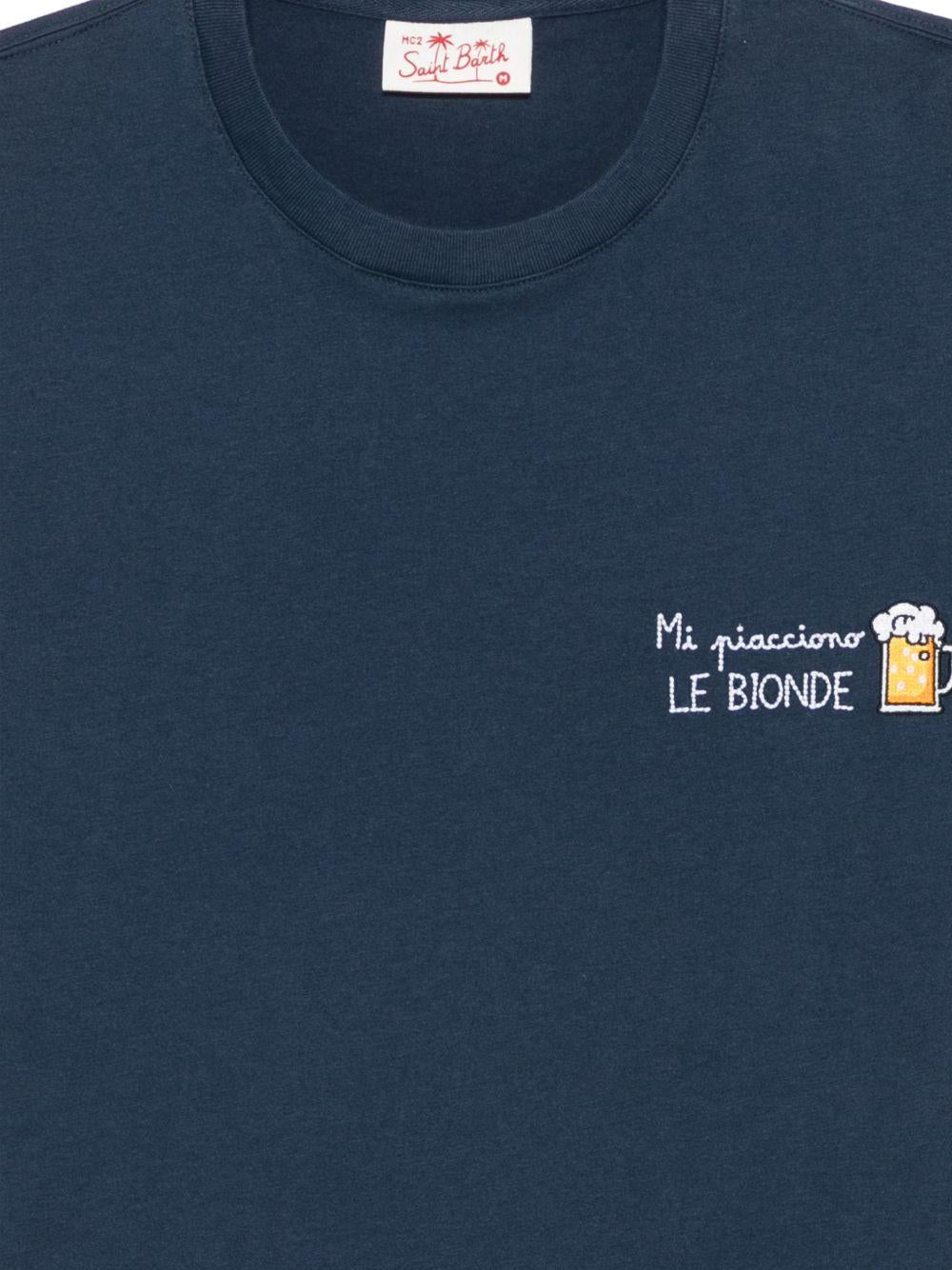 T-shirt blu scuro con stampa grafica 