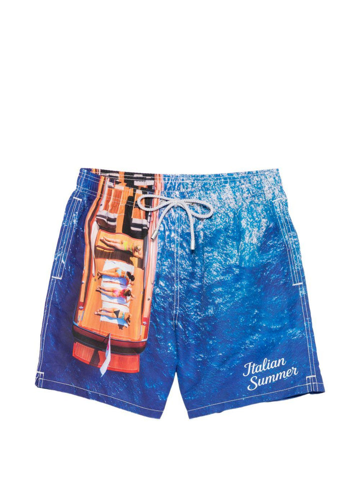 Costume da bagno blu con stampa 