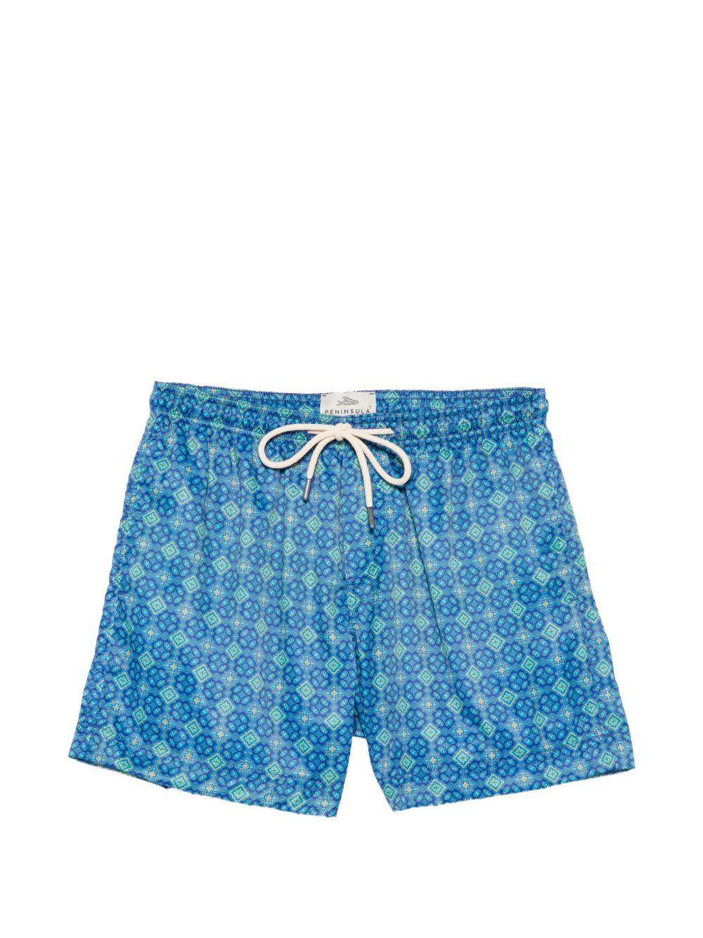 Costume da bagno con stampa geometrica blu 