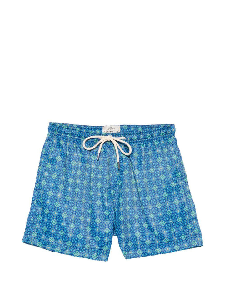 Costume da bagno con stampa geometrica blu 