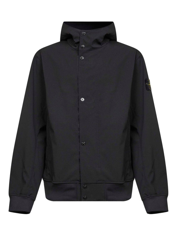 Giacca Shell-r e.Dye Technology con cappuccio e zip nero 
