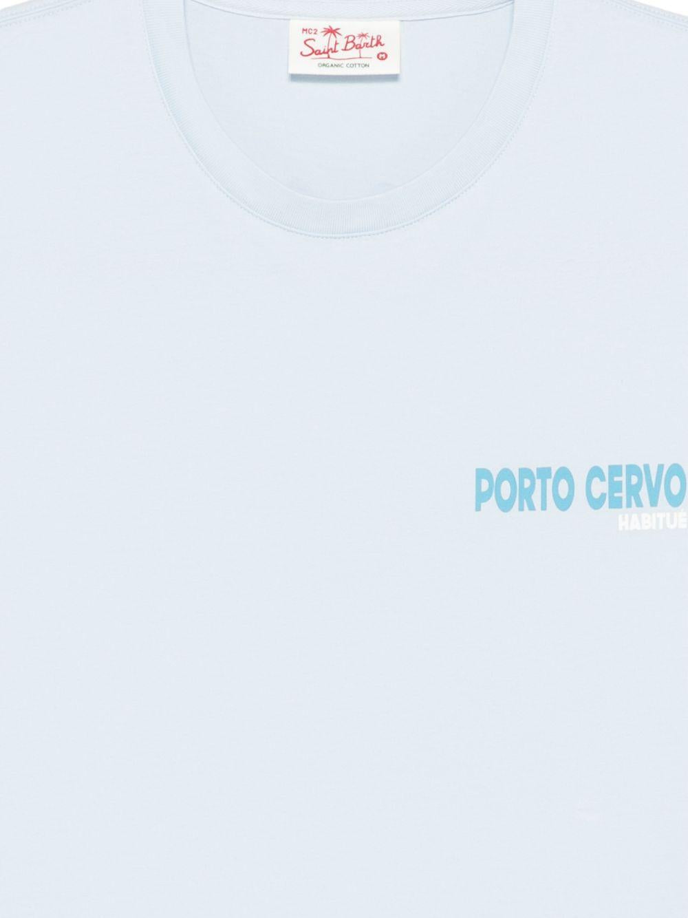 T-shirt celeste con stampa 