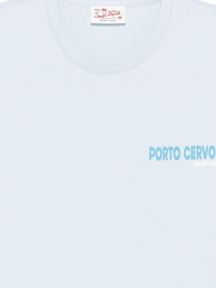 T-shirt celeste con stampa 