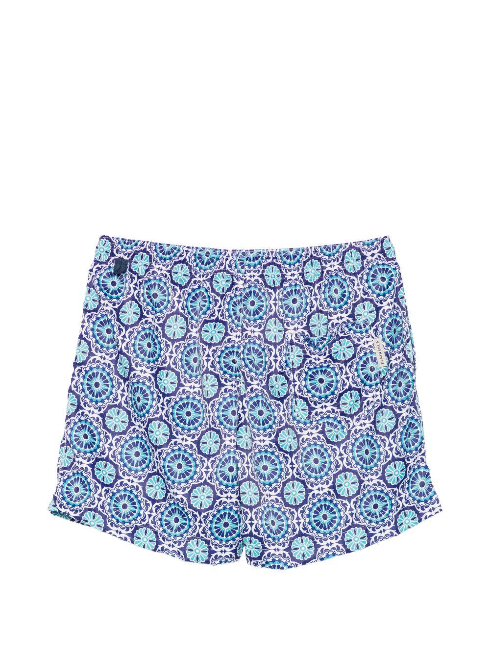 Costume da bagno blu con stampa 
