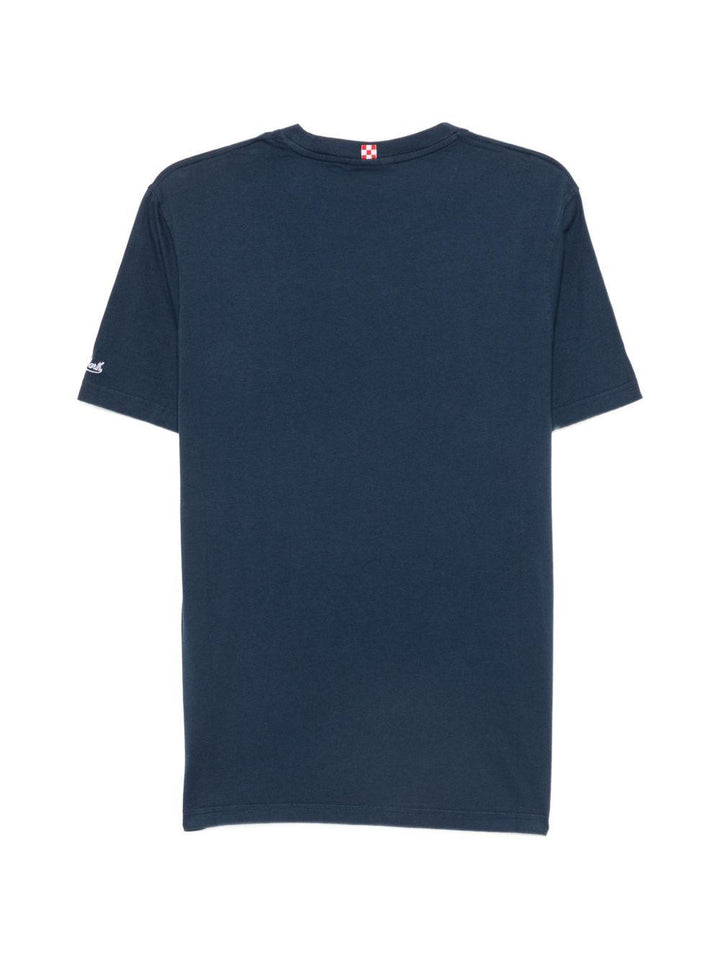 T-shirt blu scuro con stampa grafica 