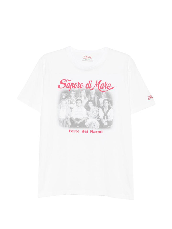 T-shirt bianca in cotone con stampa 