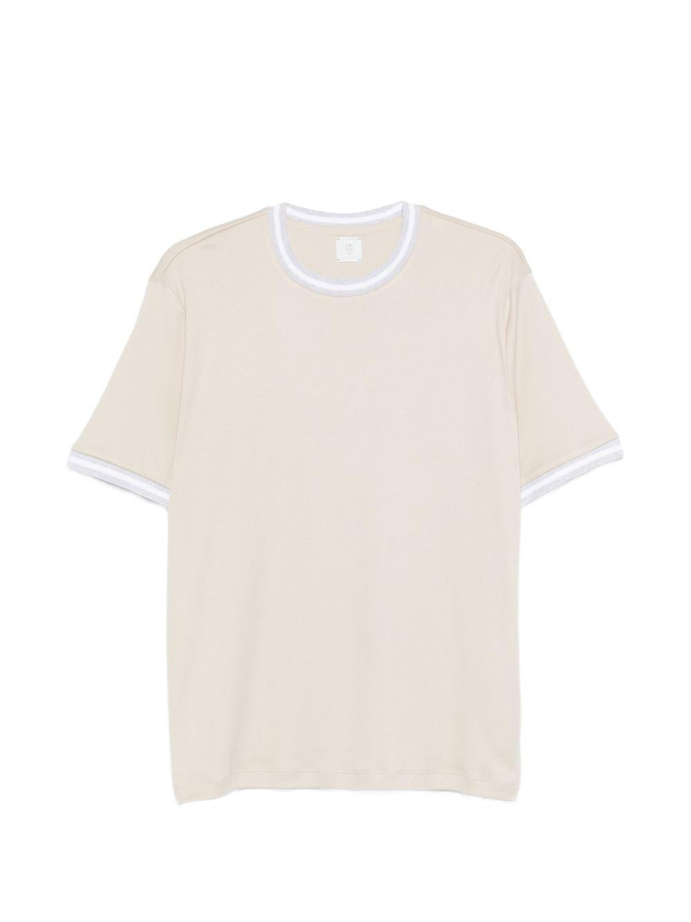 T-shirt girocollo sabbia e grigio 