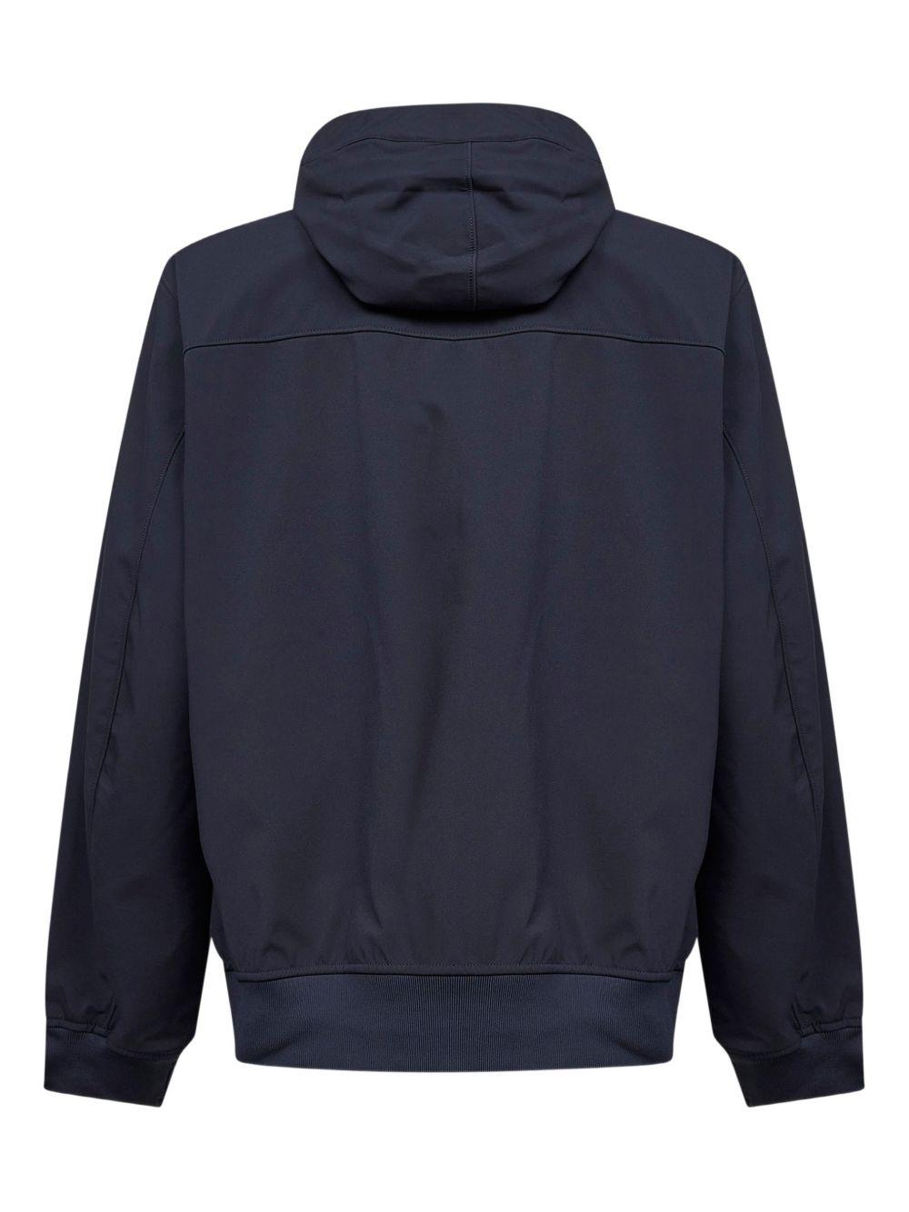 Giacca Shell-r e.Dye Technology con cappuccio e zip blu navy 