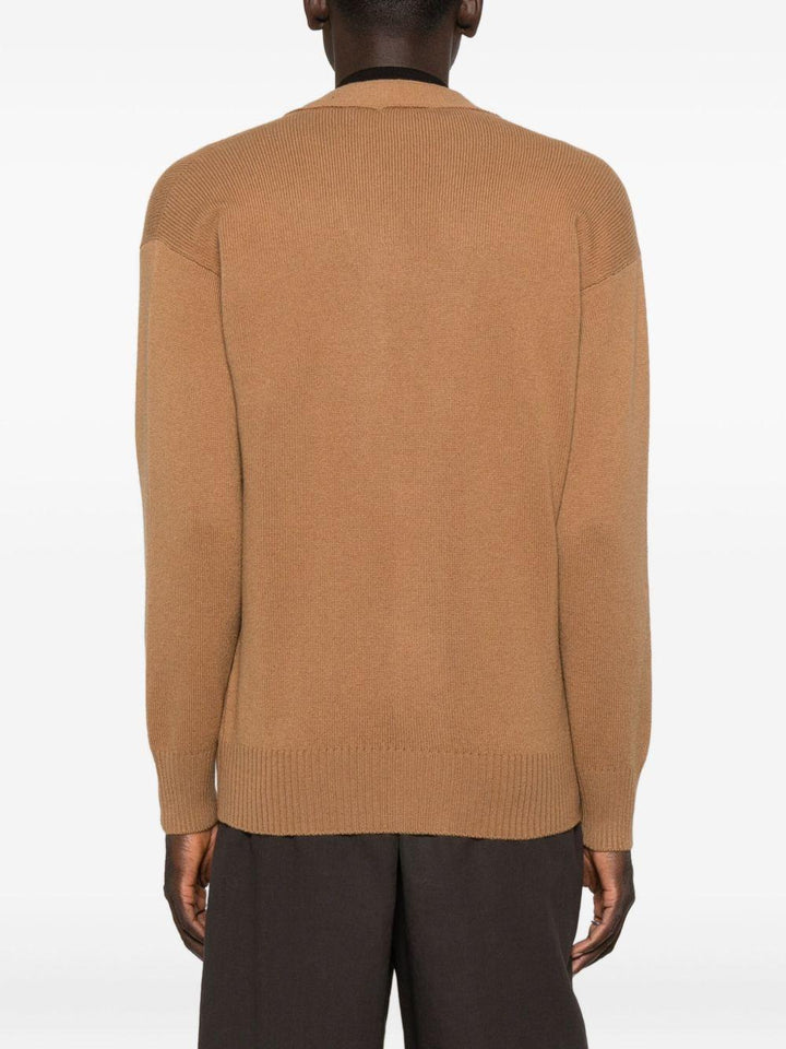 Cardigan con bottoni e scollo a V marrone 