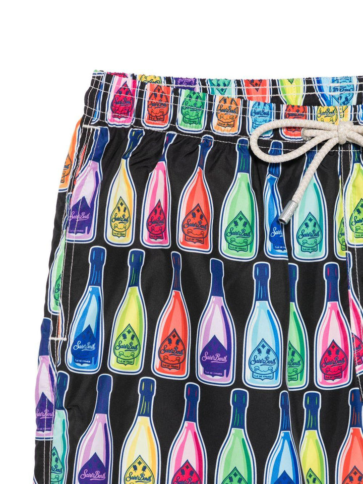 Costume da bagno nero con stampa all-over 