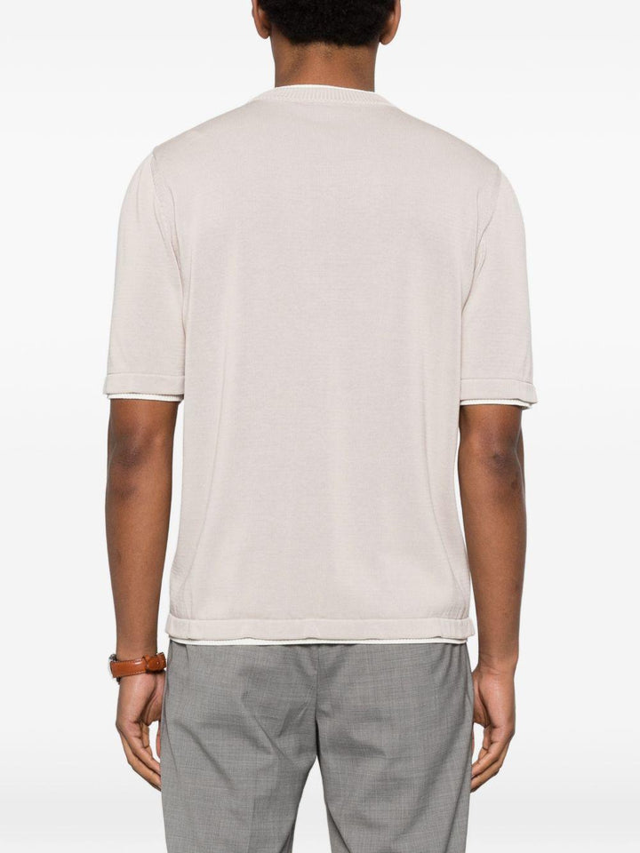 T-shirt sabbia e bianco girocollo 