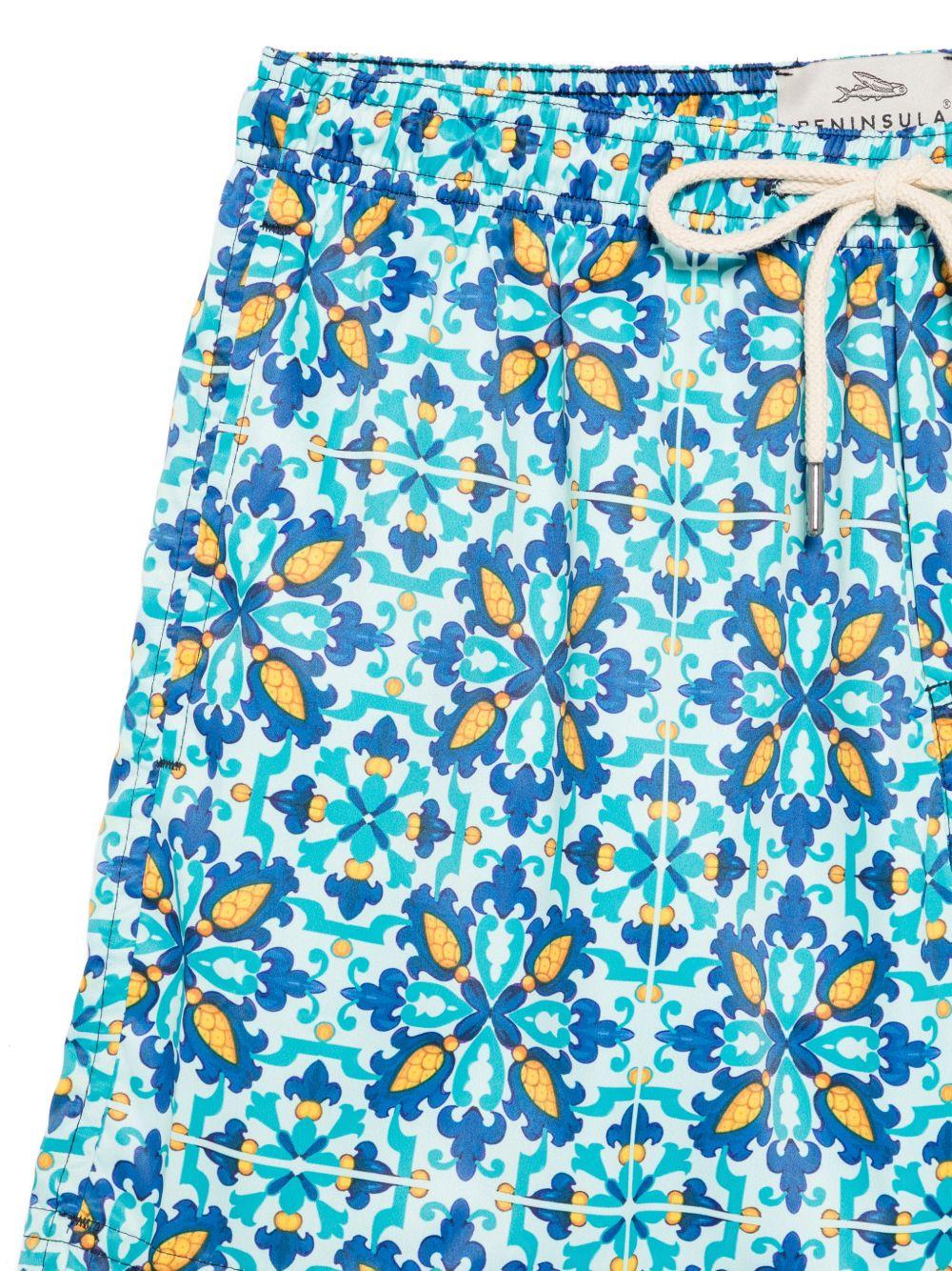 Costume da bagno blu con stampa 