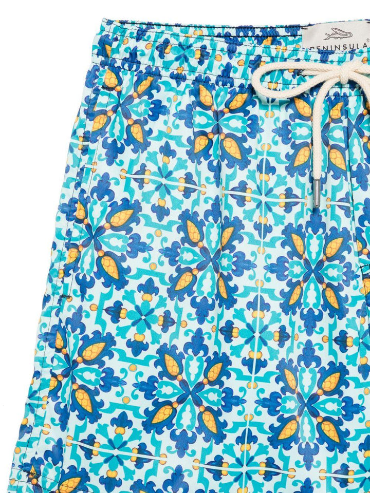 Costume da bagno blu con stampa 