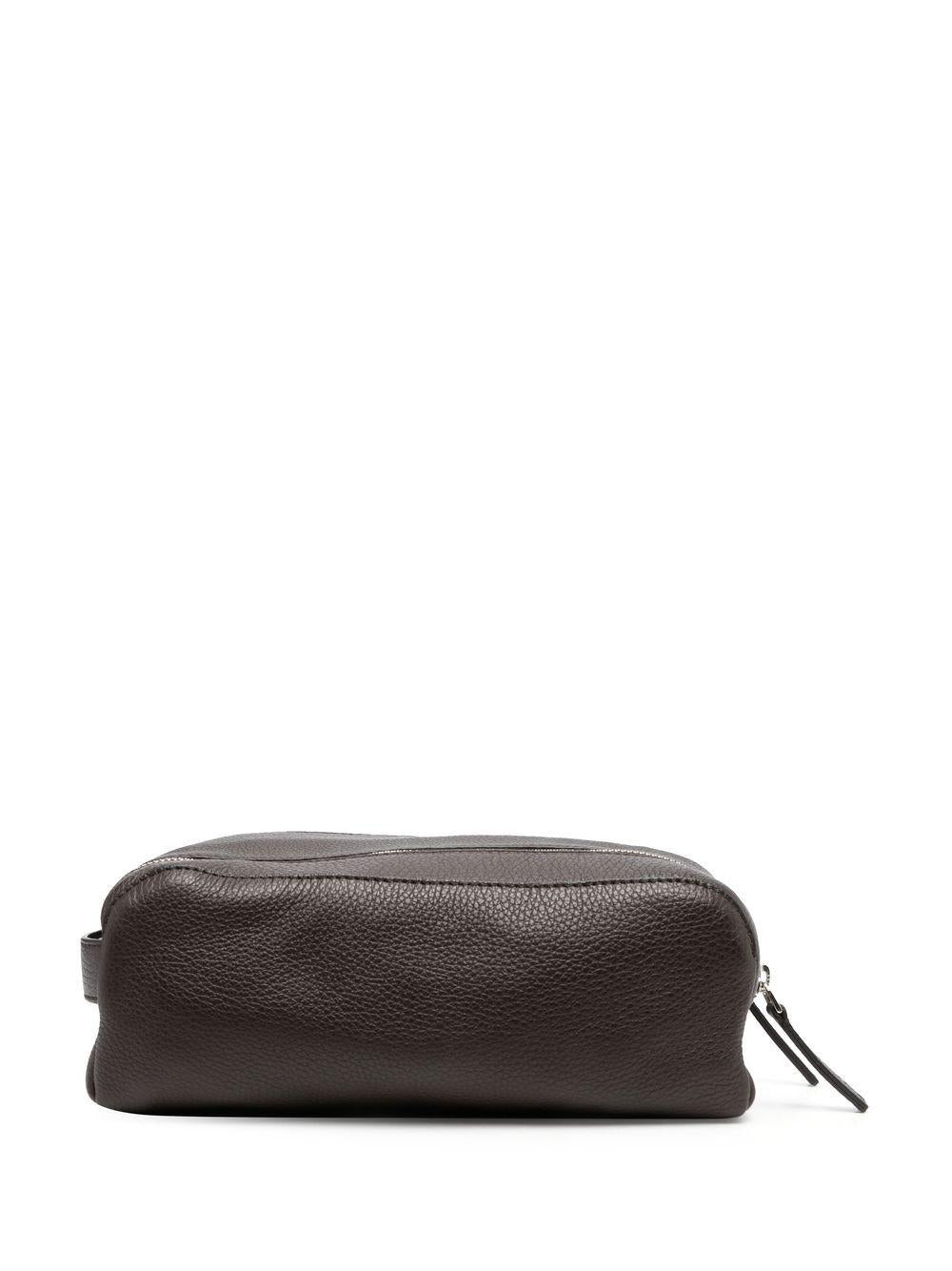 Astuccio da bagno marrone con doppia zip 