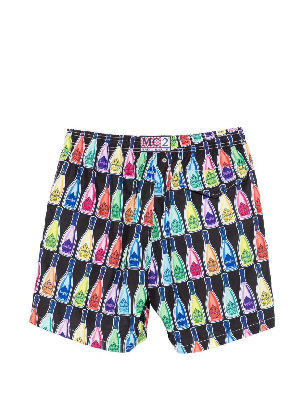 Costume da bagno nero con stampa all-over 