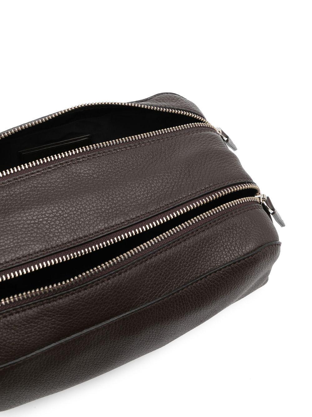 Astuccio da bagno marrone con doppia zip 