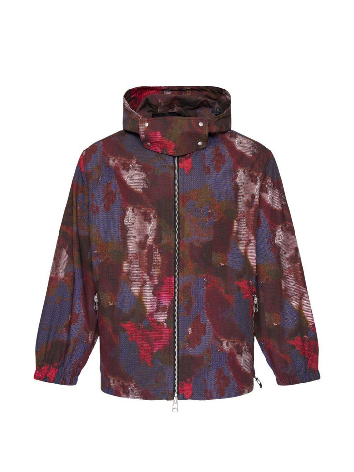 Giacca con cappuccio e stampa rosso/multicolore 