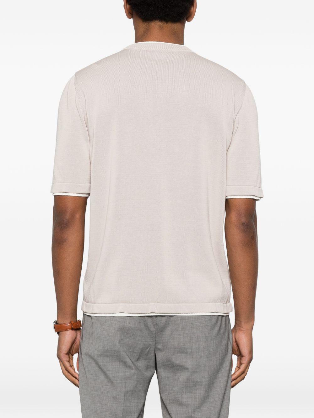 T-shirt sabbia e bianco girocollo 