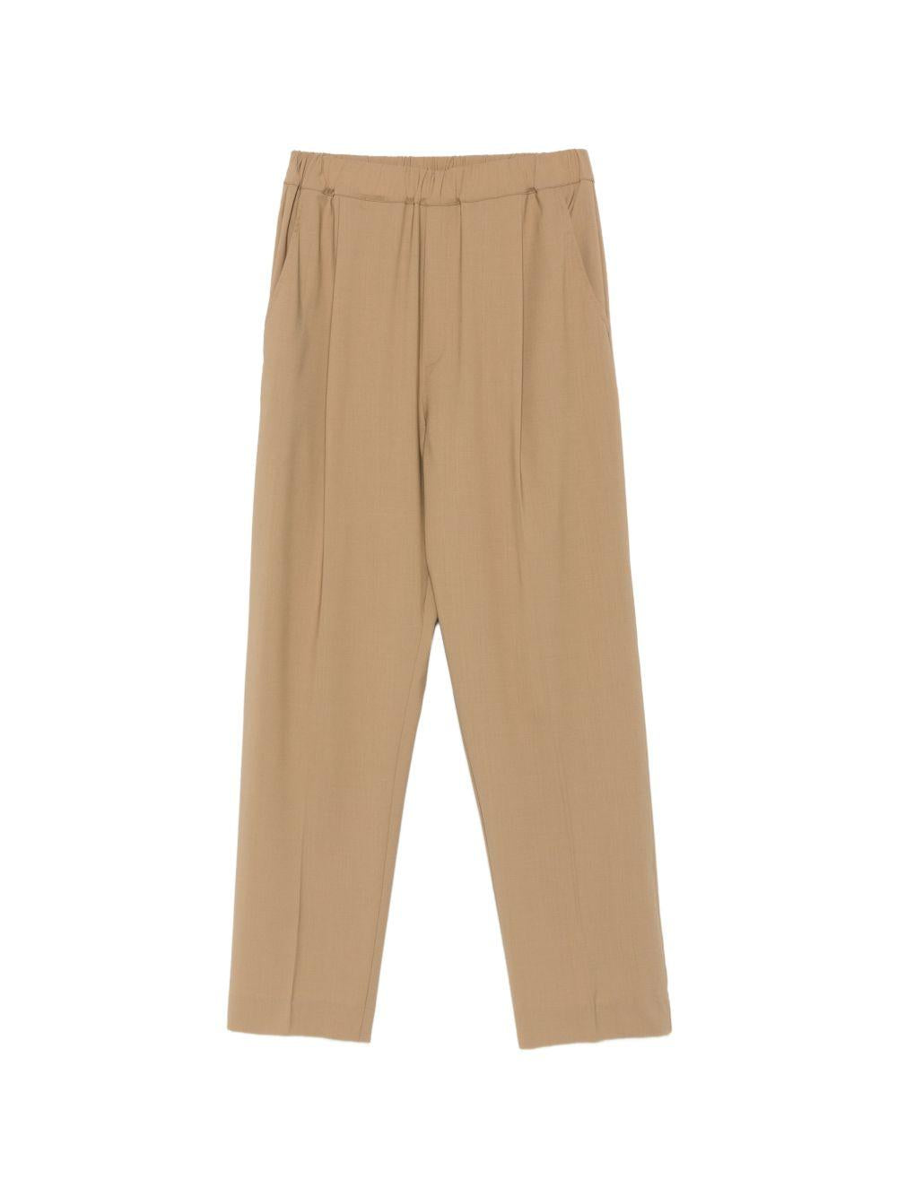 Pantaloni a vita elasticizzata cammello 