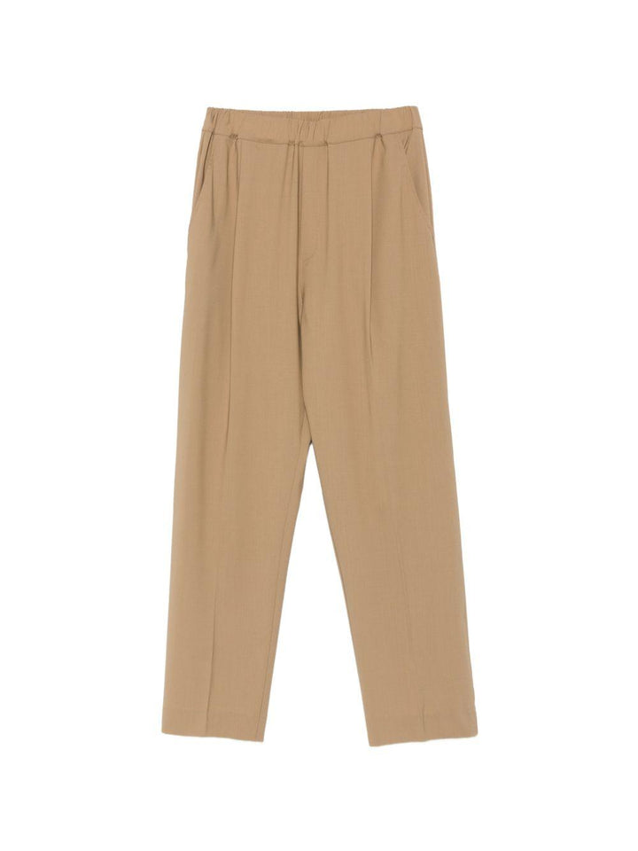 Pantaloni a vita elasticizzata cammello 